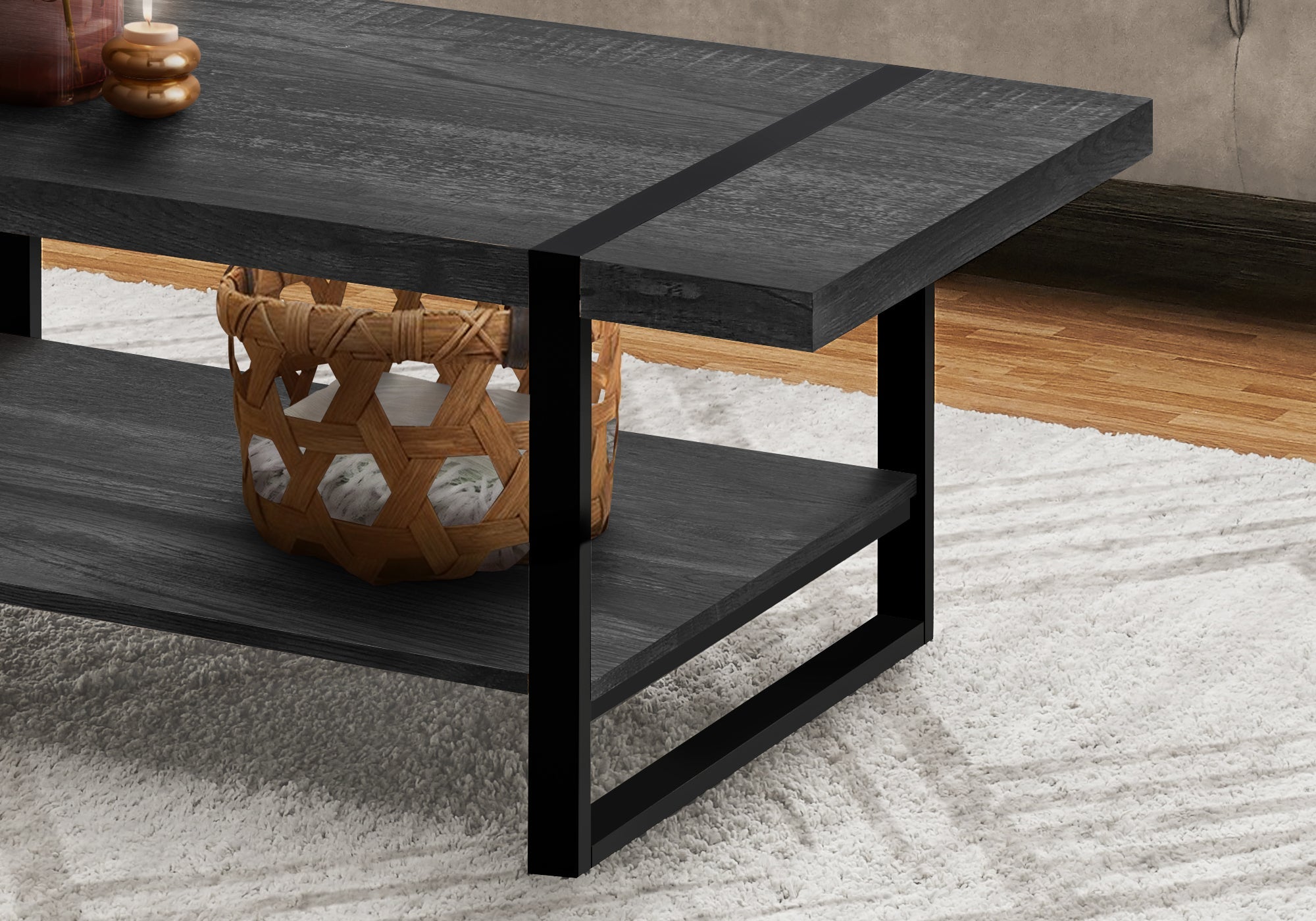 Monarch Specialties I 2860 Table A Café, Accent, Cocktail, Rectangulaire, Salon, 48"l, Métal, Stratifié, Noir, Contemporain, Moderne - Simple Boutique