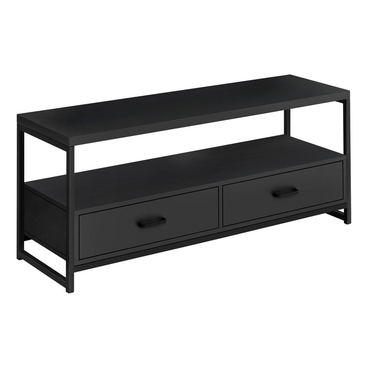 Monarch Specialties I 2870 Meuble Tv, 48 Pouces, Console, Centre De Divertissement Média, Tiroirs De Rangement, Salon, Chambre À Coucher, Stratifié, Métal, Noir, Contemporain, Moderne - Simple Boutique