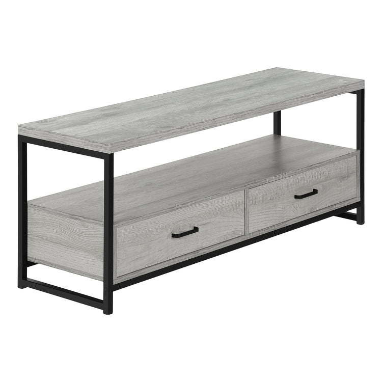 Monarch Specialties I 2871 Meuble Tv, 48 Pouces, Console, Centre De Divertissement Média, Tiroirs De Rangement, Salon, Chambre À Coucher, Stratifié, Métal, Gris, Noir, Contemporain, Moderne - Simple Boutique
