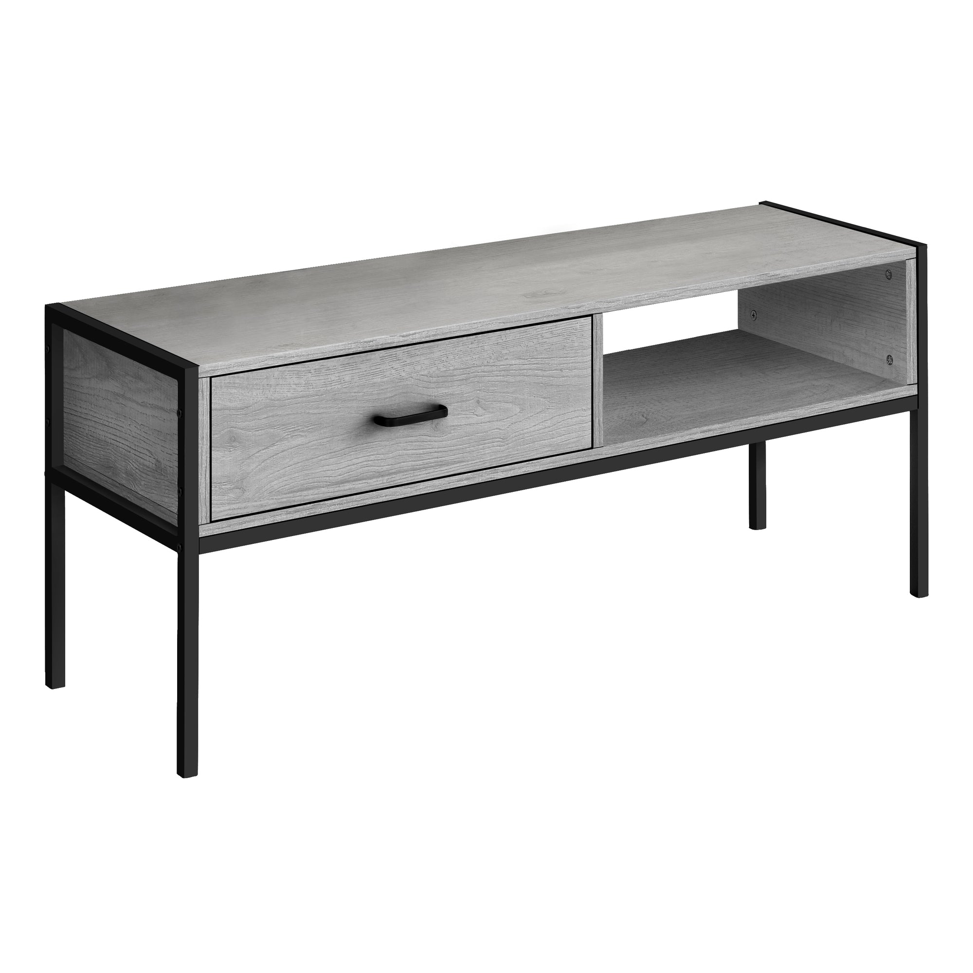 Monarch Specialties I 2875 Meuble Tv, 48 Pouces, Console, Centre De Divertissement Média, Tiroir De Rangement, Salon, Chambre À Coucher, Stratifié, Métal, Gris, Noir, Contemporain, Moderne - Simple Boutique