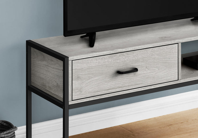 Monarch Specialties I 2875 Meuble Tv, 48 Pouces, Console, Centre De Divertissement Média, Tiroir De Rangement, Salon, Chambre À Coucher, Stratifié, Métal, Gris, Noir, Contemporain, Moderne - Simple Boutique