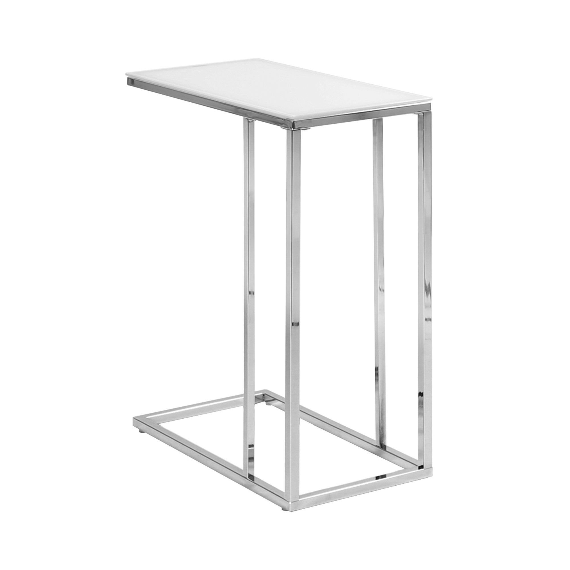 Monarch Specialties I 3000 Table D'appoint, En Forme De C, Bout, Côté, Collation, Salon, Chambre À Coucher, Métal, Verre Trempé, Chrome, Contemporain, Moderne - Simple Boutique