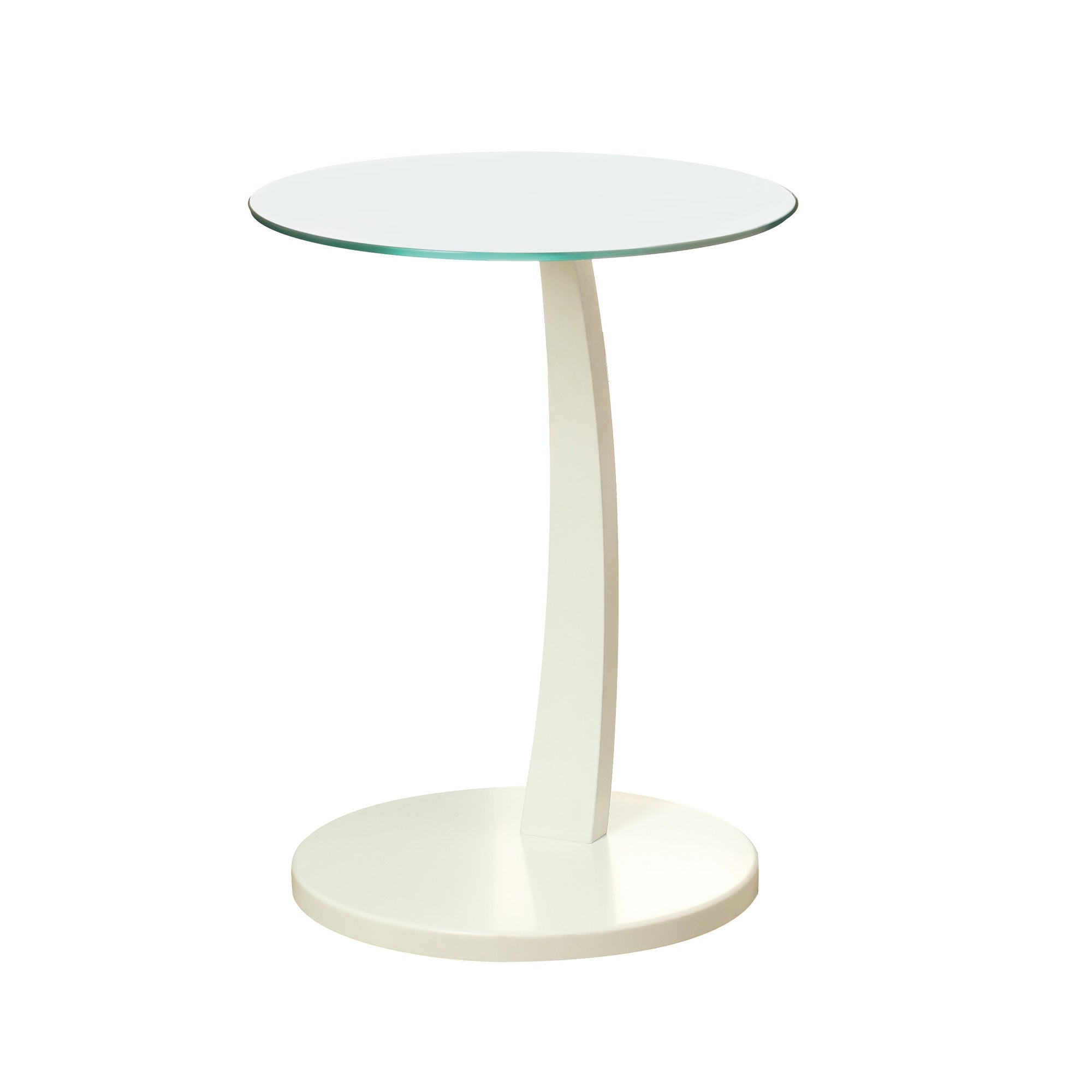 Monarch Specialties I 3017 Table D'appoint, En Forme De C, Bout, Côté, Collation, Salon, Chambre À Coucher, Stratifié, Verre Trempé, Blanc, Dégager, Contemporain, Moderne - Simple Boutique