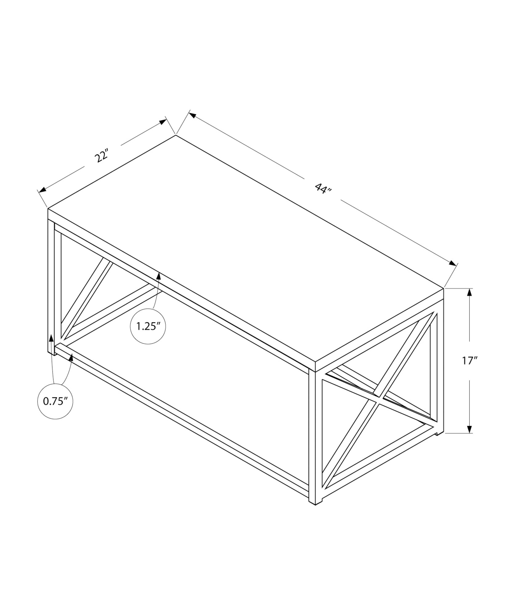 Monarch Specialties I 3028 Table A Café, Accent, Cocktail, Rectangulaire, Salon, 44"l, Métal, Stratifié, Blanc Lustré, Chrome, Contemporain, Moderne - Simple Boutique