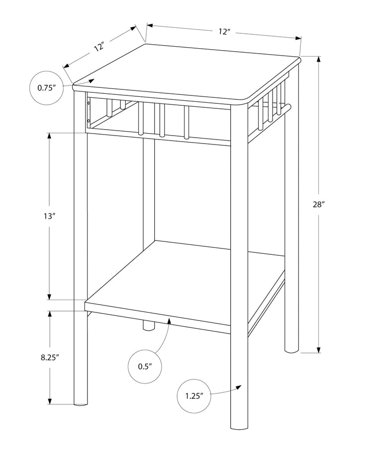 Monarch Specialties I 3044 Table D'appoint, Côté, Bout, Support Pour Plantes, Carré, Salon, Chambre À Coucher, Métal, Stratifié, D'aspect Marbre Brun, Transitionnel - Simple Boutique