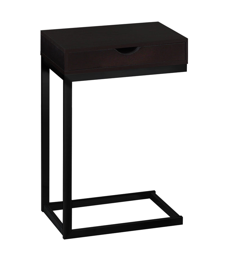 Monarch Specialties I 3069 Table D'appoint, En Forme De C, Bout, Côté, Collation, Tiroir De Rangement, Salon, Chambre À Coucher, Métal, Stratifié, Brun, Noir, Contemporain, Moderne - Simple Boutique