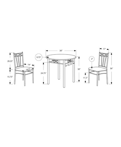 Monarch Specialties I 3075 Ensemble De Table À Manger, Ensemble 3pcs, Petit, 30