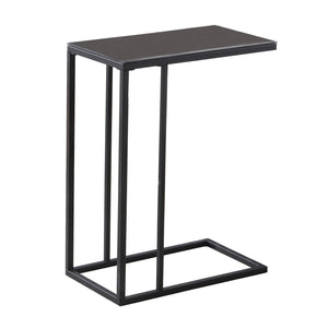 Monarch Specialties I 3087 Table D'appoint, En Forme De C, Bout, Côté, Collation, Salon, Chambre À Coucher, Métal, Verre Trempé, Noir, Contemporain, Moderne - Simple Boutique