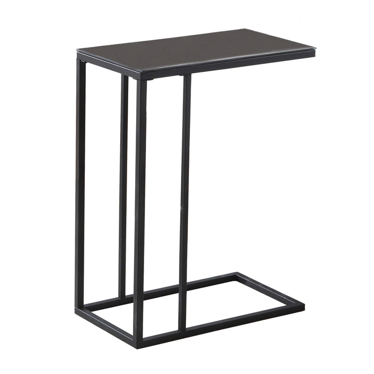 Monarch Specialties I 3087 Table D'appoint, En Forme De C, Bout, Côté, Collation, Salon, Chambre À Coucher, Métal, Verre Trempé, Noir, Contemporain, Moderne - Simple Boutique
