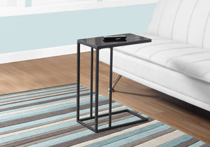Monarch Specialties I 3087 Table D'appoint, En Forme De C, Bout, Côté, Collation, Salon, Chambre À Coucher, Métal, Verre Trempé, Noir, Contemporain, Moderne - Simple Boutique