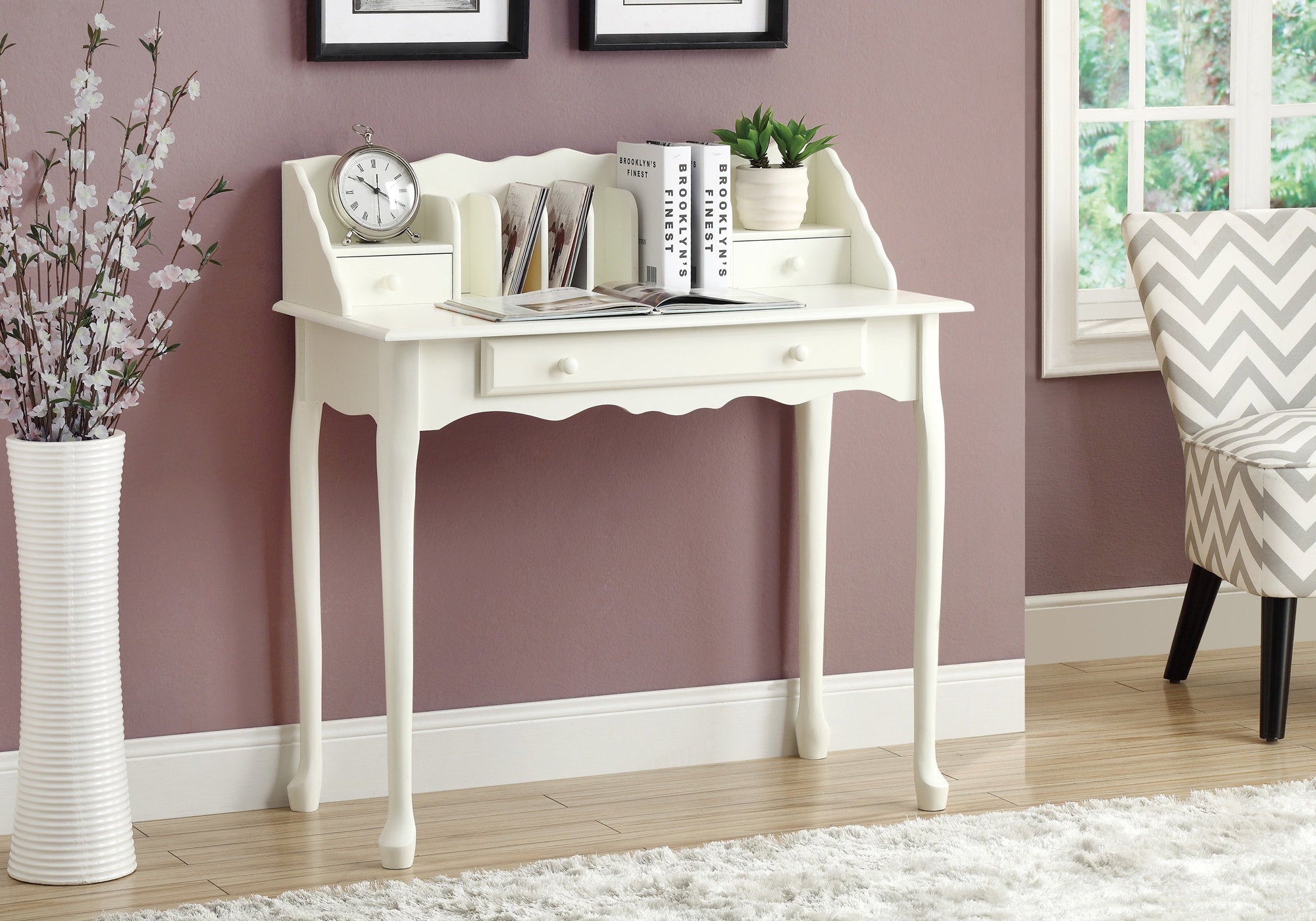 Monarch Specialties I 3103 Bureau, Bureau À Domicile, Ordinateur Portable, Tiroirs De Rangement, 36"l, Travail, Bois, Blanc, Traditionnel - Simple Boutique