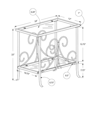 Monarch Specialties I 3105 Table D'appoint, Côté, Bout, Table De Nuit, Lampe, Salon, Chambre À Coucher, Métal, Verre Trempé, Blanc, Dégager, Traditionnel - Simple Boutique