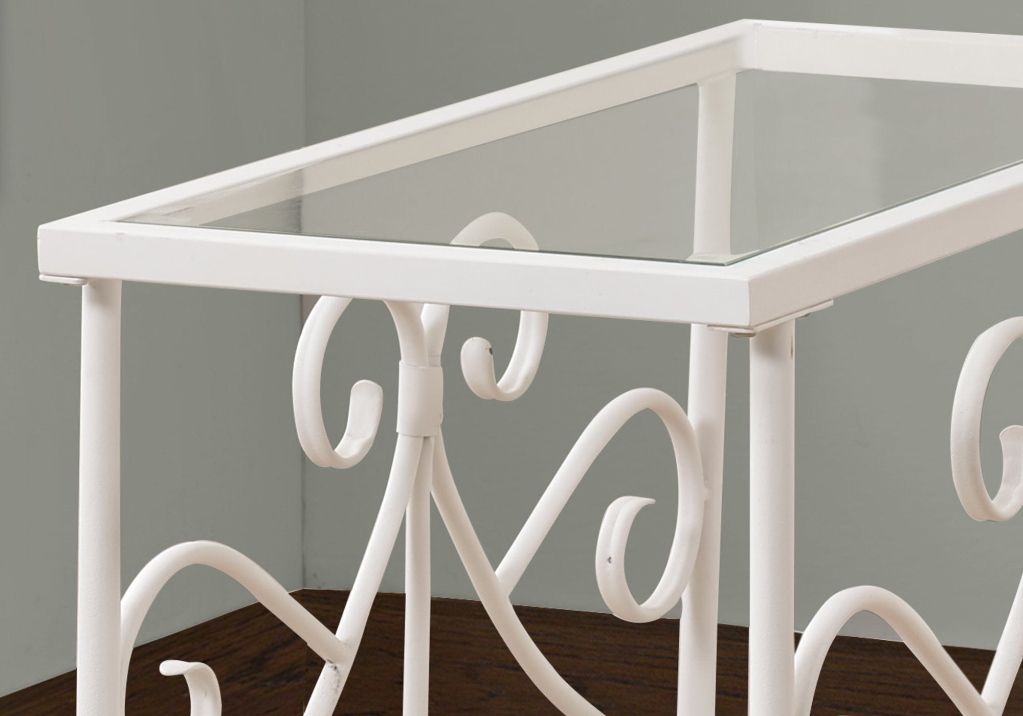 Monarch Specialties I 3105 Table D'appoint, Côté, Bout, Table De Nuit, Lampe, Salon, Chambre À Coucher, Métal, Verre Trempé, Blanc, Dégager, Traditionnel - Simple Boutique