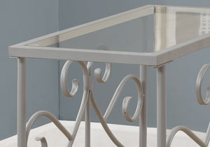 Monarch Specialties I 3106 Table D'appoint, Côté, Bout, Table De Nuit, Lampe, Salon, Chambre À Coucher, Métal, Verre Trempé, Gris, Dégager, Traditionnel - Simple Boutique