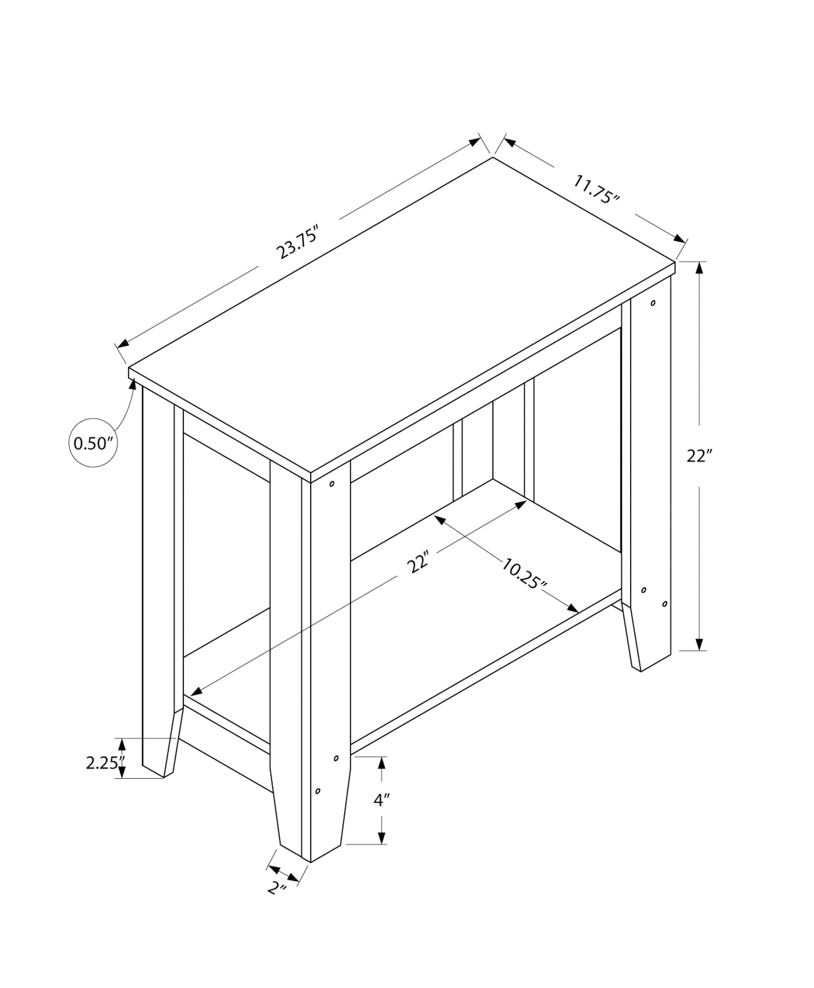 Monarch Specialties I 3119 Table D'appoint, Côté, Bout, Table De Nuit, Lampe, Salon, Chambre À Coucher, Stratifié, Brun, Transitionnel - Simple Boutique