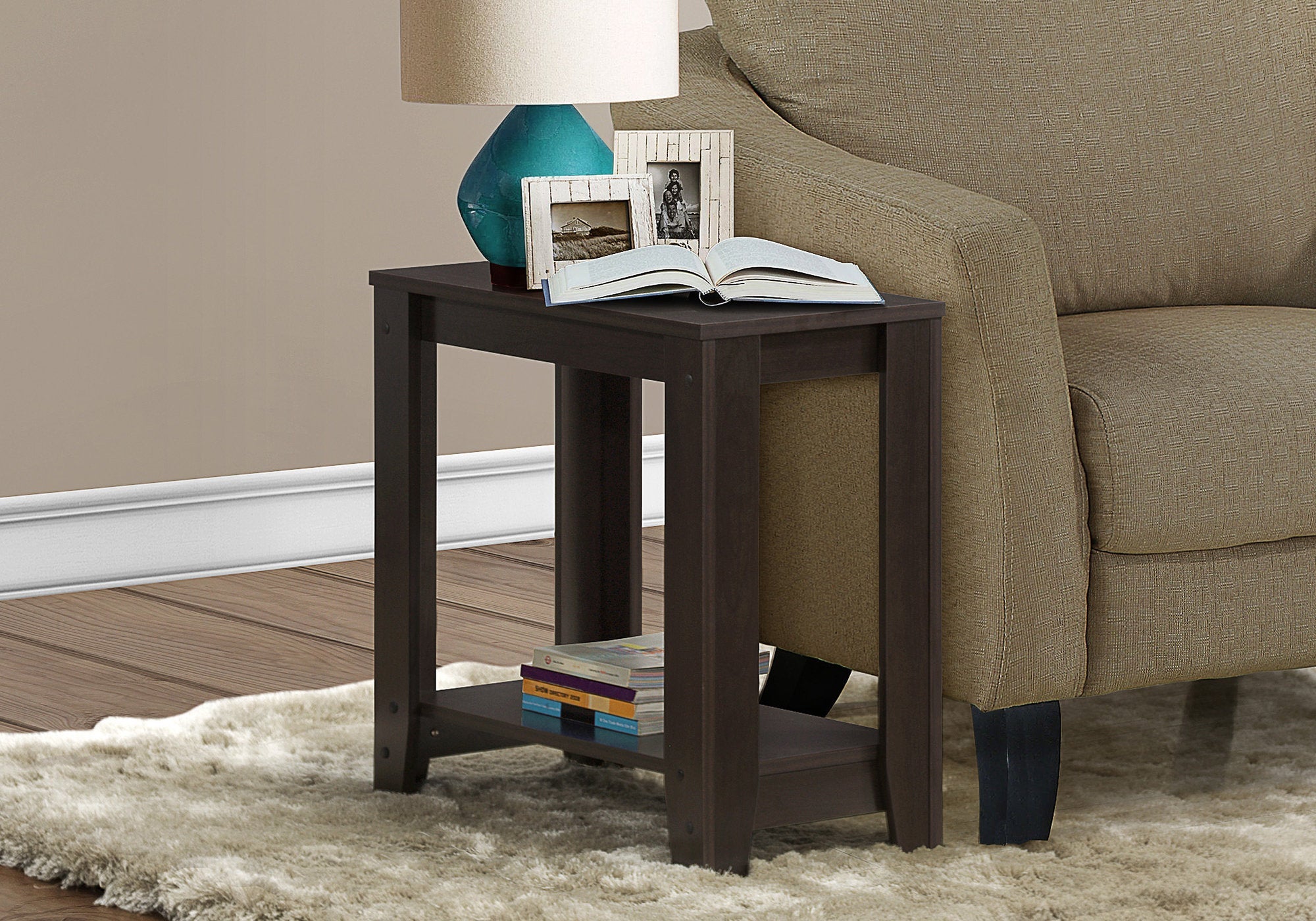 Monarch Specialties I 3119 Table D'appoint, Côté, Bout, Table De Nuit, Lampe, Salon, Chambre À Coucher, Stratifié, Brun, Transitionnel - Simple Boutique