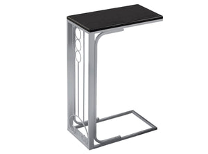 Monarch Specialties I 3137 Table D'appoint, En Forme De C, Bout, Côté, Collation, Salon, Chambre À Coucher, Métal, Stratifié, Noir, Gris, Transitionnel - Simple Boutique