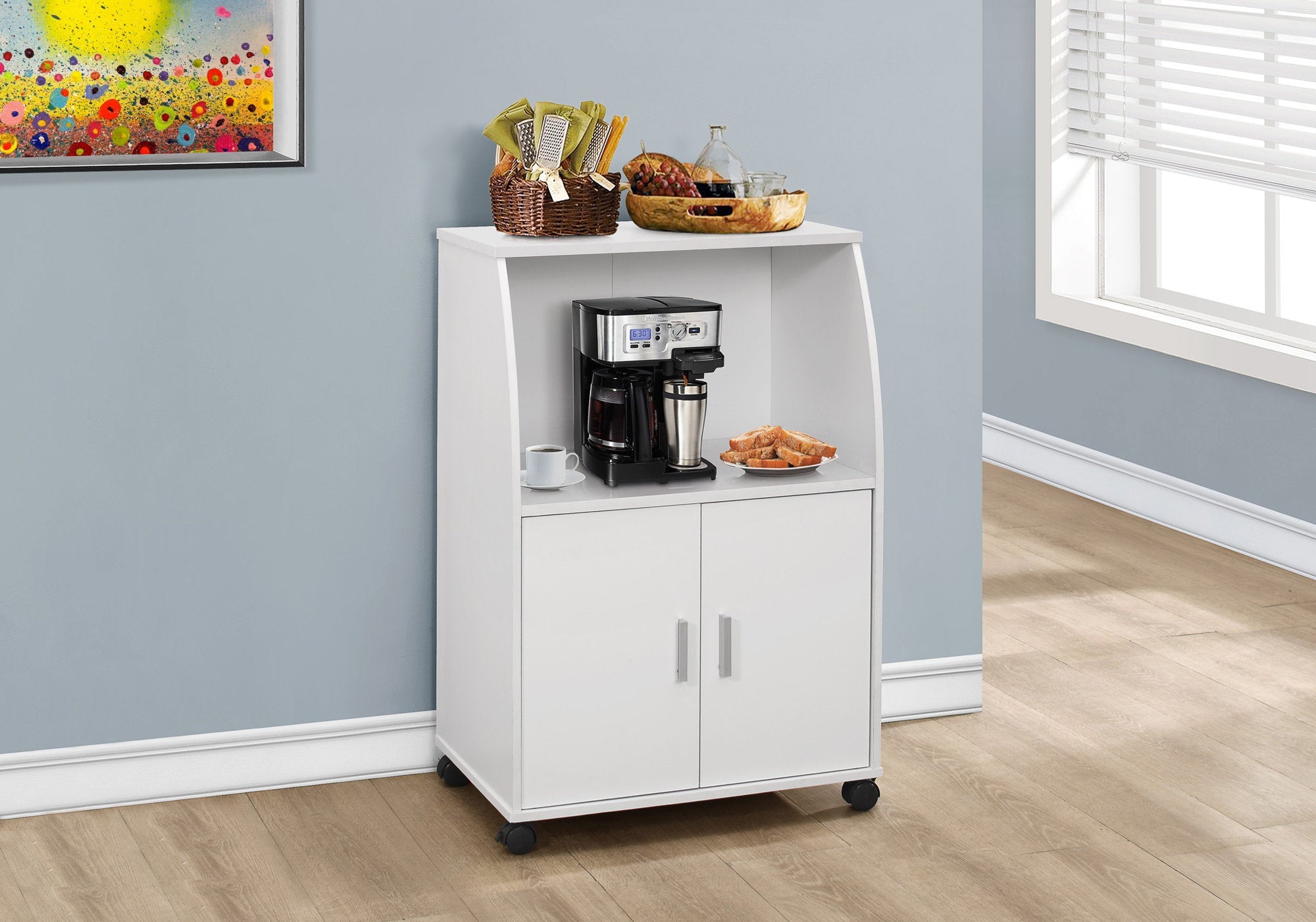 Monarch Specialties I 3139 Chariot De Cuisine, Mobile Roulant, Rangement, Utilitaire, Stratifié, Blanc, Contemporain, Moderne - Simple Boutique