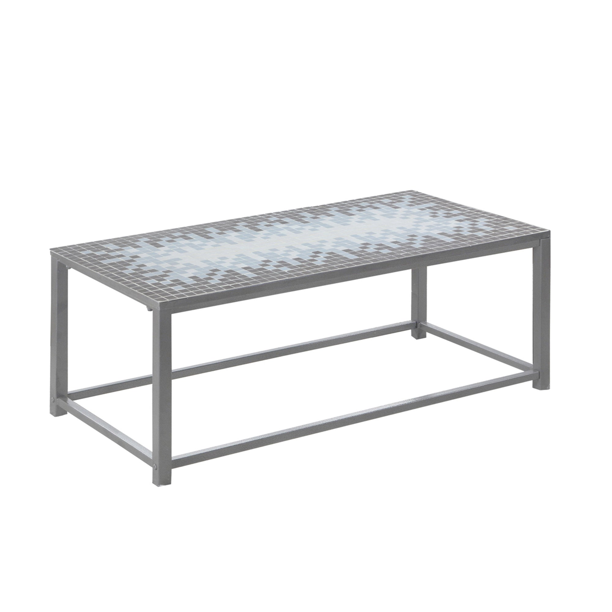 Monarch Specialties I 3140 Table A Café, Accent, Cocktail, Rectangulaire, Salon, 42" L, Métal, Tuile, Bleu, Gris, Transitionnel - Simple Boutique