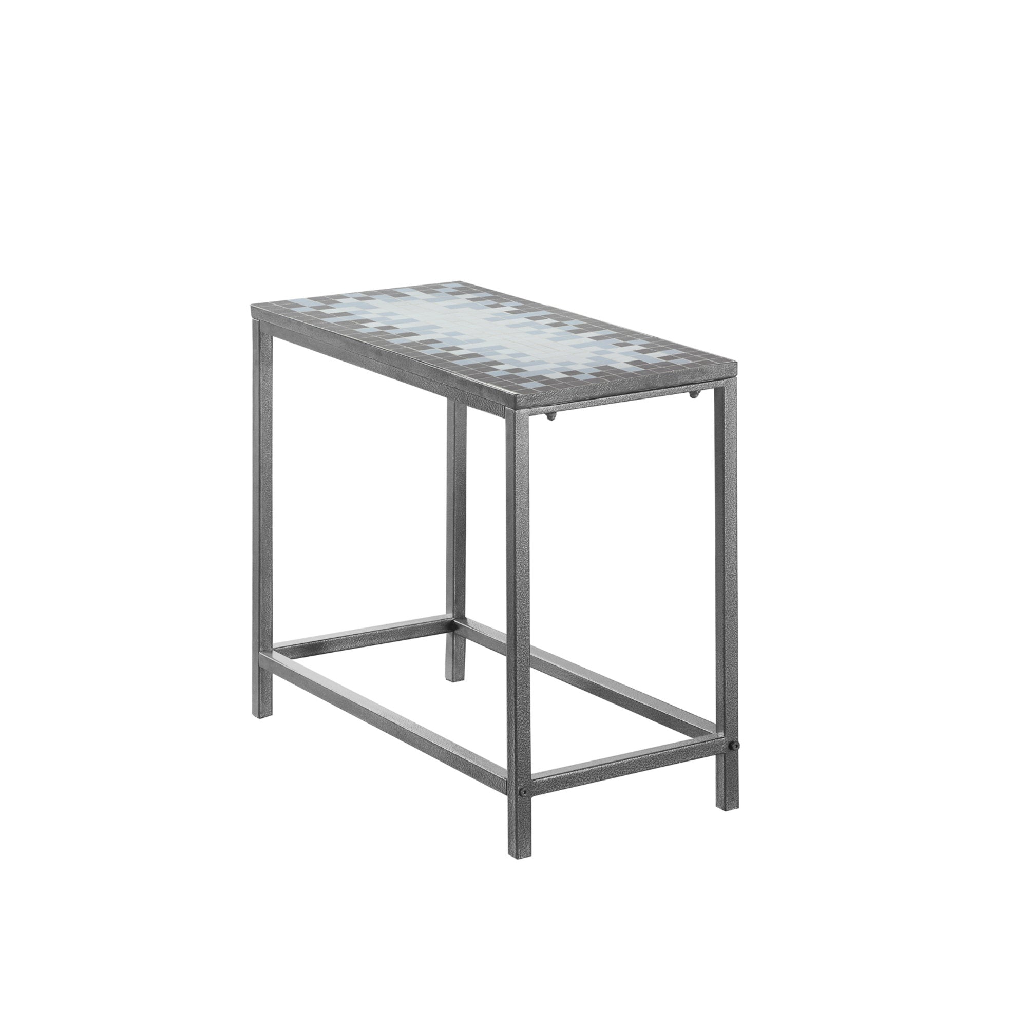 Monarch Specialties I 3143 Table D'appoint, Côté, Bout, Table De Nuit, Lampe, Salon, Chambre À Coucher, Métal, Tuile, Bleu, Gris, Transitionnel - Simple Boutique