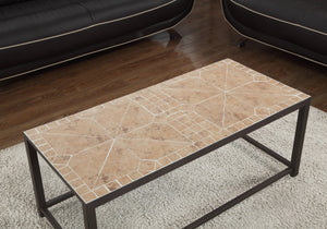 Monarch Specialties I 3160 Table A Café, Accent, Cocktail, Rectangulaire, Salon, 42" L, Métal, Tuile, Brun, Transitionnel - Simple Boutique