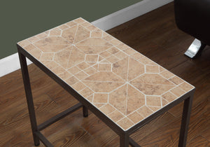 Monarch Specialties I 3163 Table D'appoint, Côté, Bout, Table De Nuit, Lampe, Salon, Chambre À Coucher, Métal, Tuile, Brun, Transitionnel - Simple Boutique