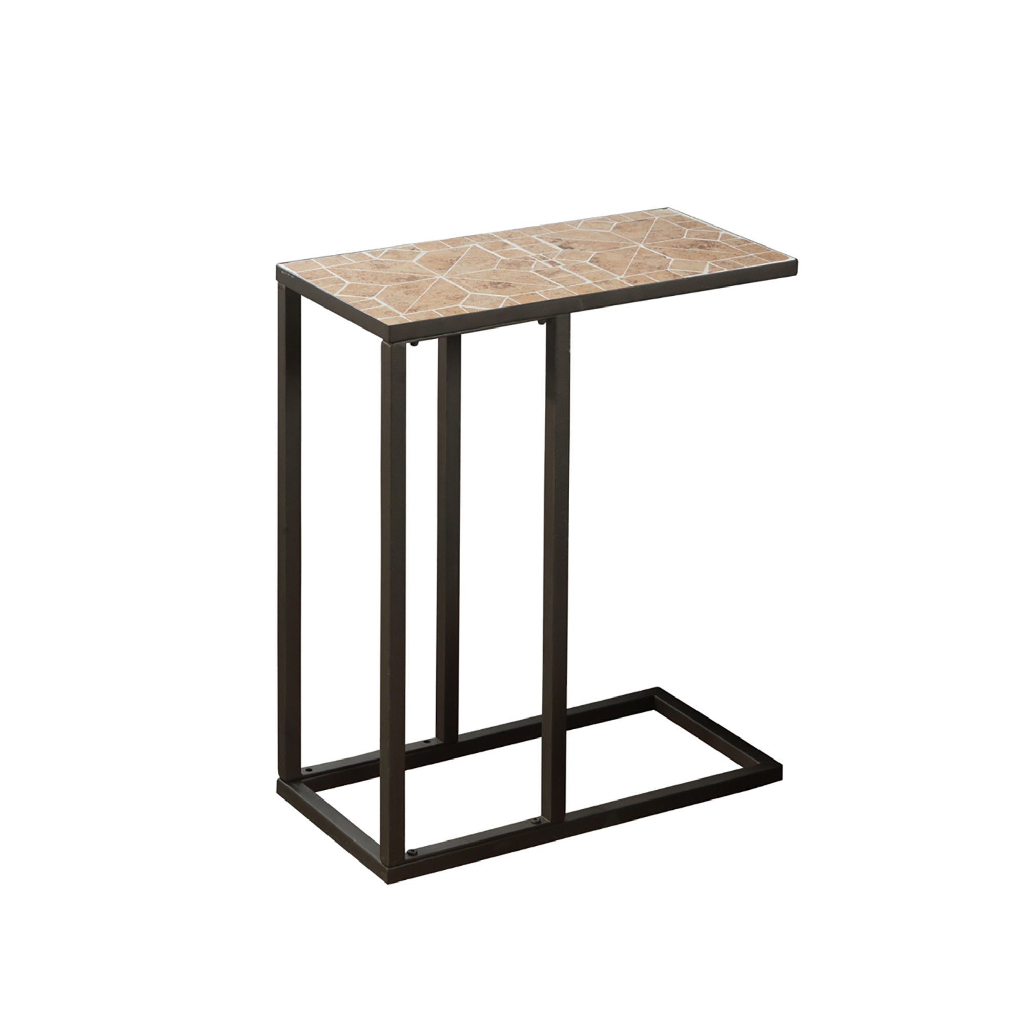 Monarch Specialties I 3164 Table D'appoint, En Forme De C, Bout, Côté, Collation, Salon, Chambre À Coucher, Métal, Tuile, Brun, Transitionnel - Simple Boutique