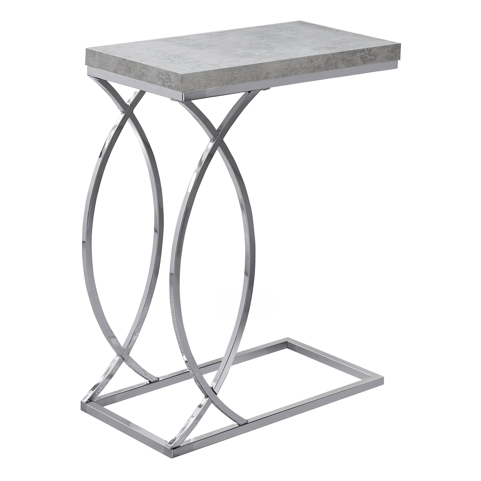 Monarch Specialties I 3185 Table D'appoint, En Forme De C, Bout, Côté, Collation, Salon, Chambre À Coucher, Métal, Stratifié, Gris, Chrome, Contemporain, Moderne - Simple Boutique