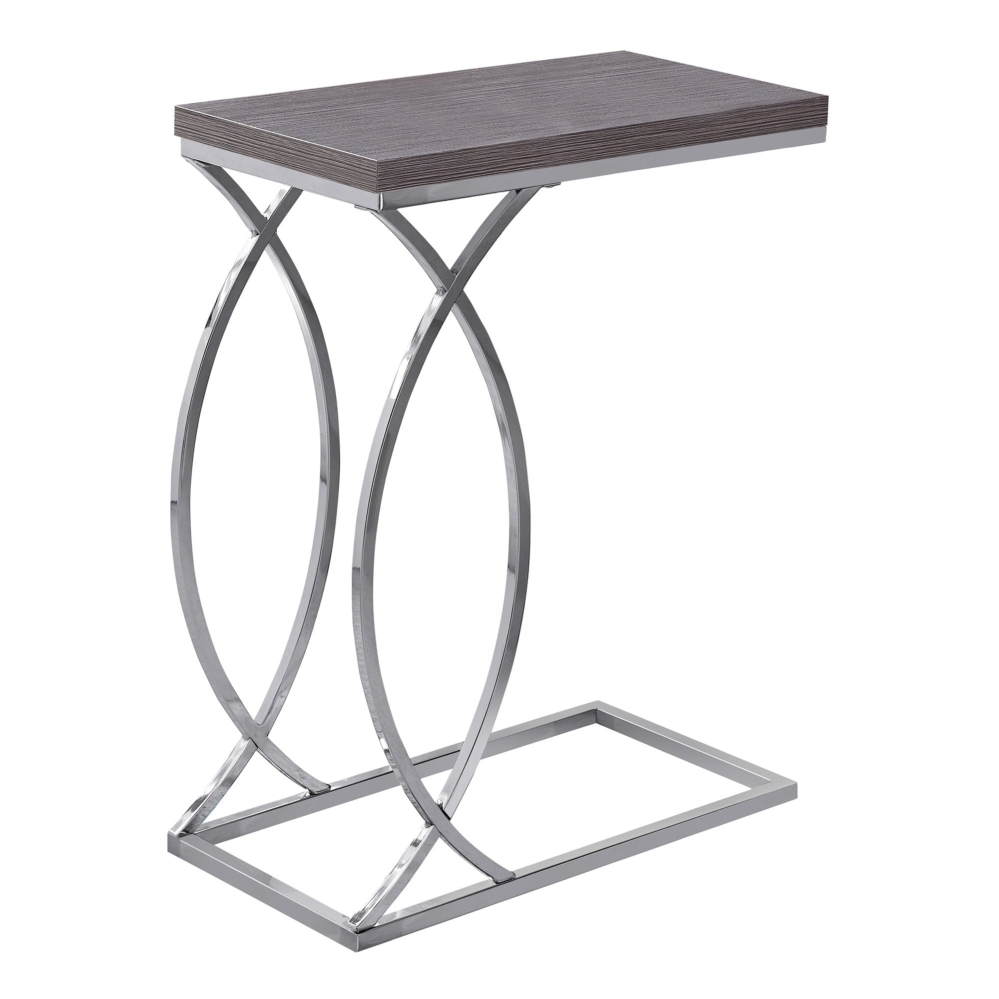 Monarch Specialties I 3187 Table D'appoint, En Forme De C, Bout, Côté, Collation, Salon, Chambre À Coucher, Métal, Stratifié, Gris, Chrome, Contemporain, Moderne - Simple Boutique