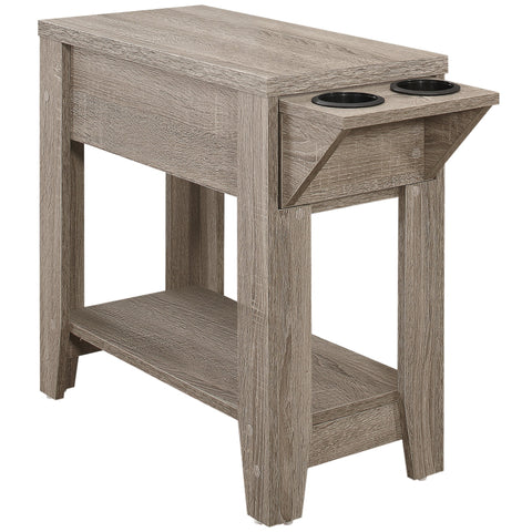 Monarch Specialties I 3198 Table D'appoint, Côté, Bout, Rangement, Lampe, Salon, Chambre À Coucher, Stratifié, Taupe Foncé, Transitionnel
