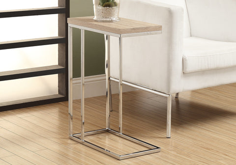 Monarch Specialties I 3203 Table D'appoint, En Forme De C, Bout, Côté, Collation, Salon, Chambre À Coucher, Métal, Stratifié, Naturel, Chrome, Contemporain, Moderne