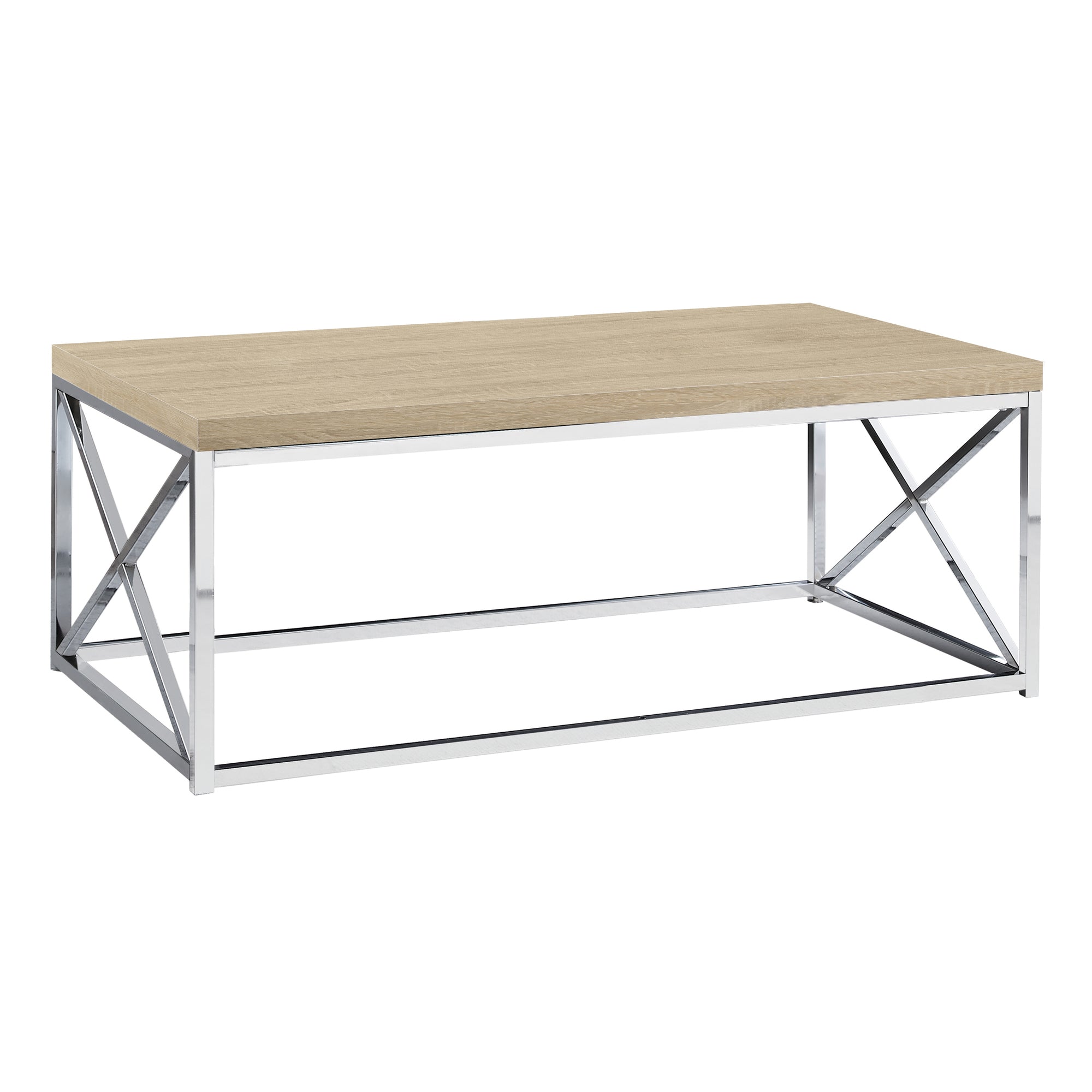Monarch Specialties I 3208 Table A Café, Accent, Cocktail, Rectangulaire, Salon, 44"l, Métal, Stratifié, Naturel, Chrome, Contemporain, Moderne - Simple Boutique