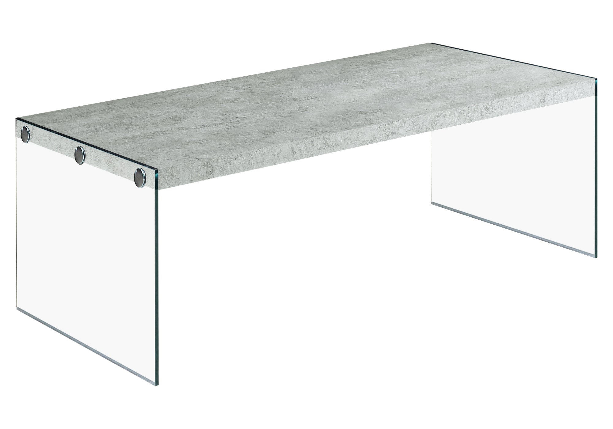 Monarch Specialties I 3230 Table A Café, Accent, Cocktail, Rectangulaire, Salon, 44"l, Verre Trempé, Stratifié, Gris, Dégager, Contemporain, Moderne - Simple Boutique