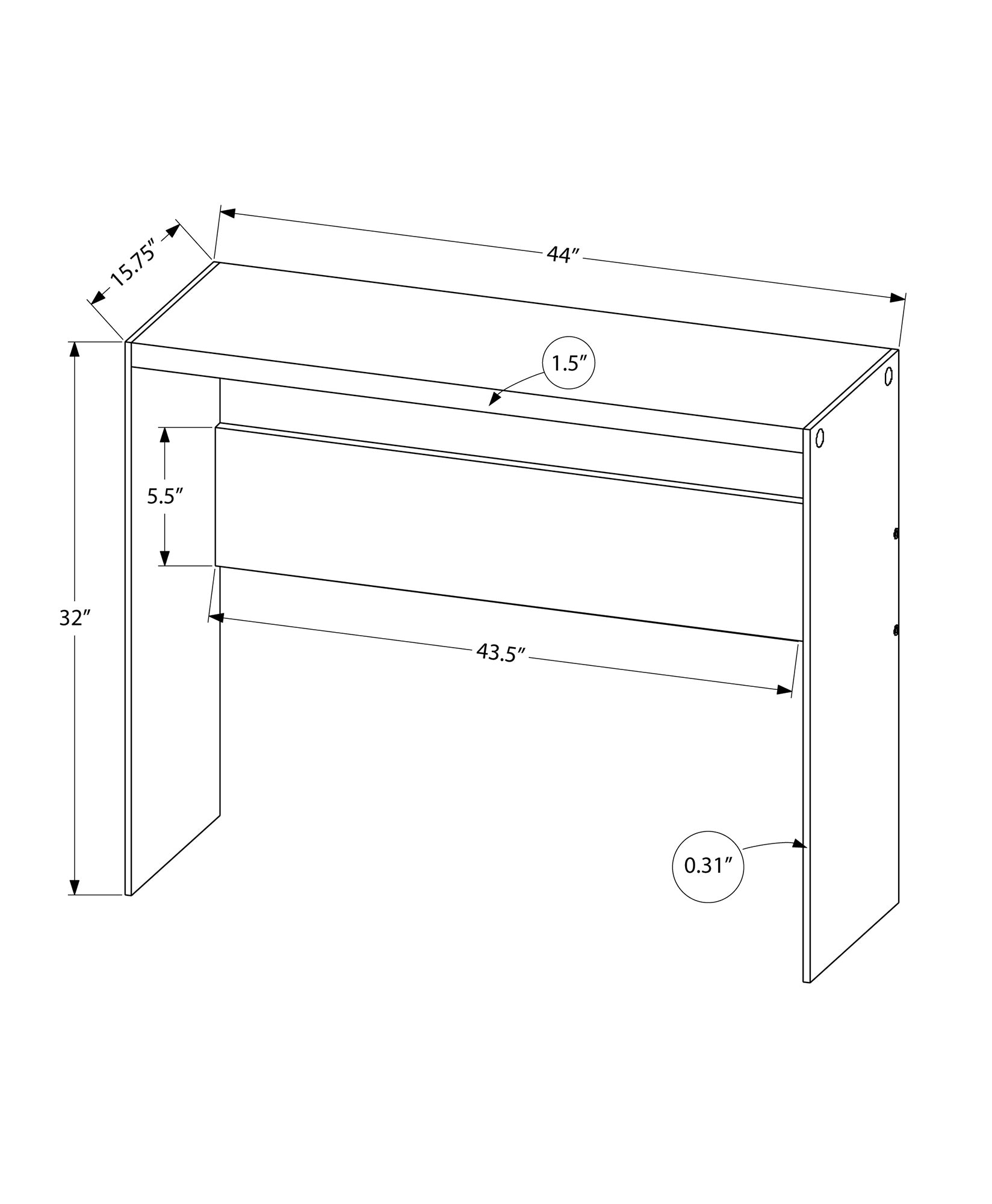 Monarch Specialties I 3232 Table D'appoint, Console, Entrée, Étroit, Sofa, Salon, Chambre À Coucher, Verre Trempé, Stratifié, Gris, Dégager, Contemporain, Moderne - Simple Boutique