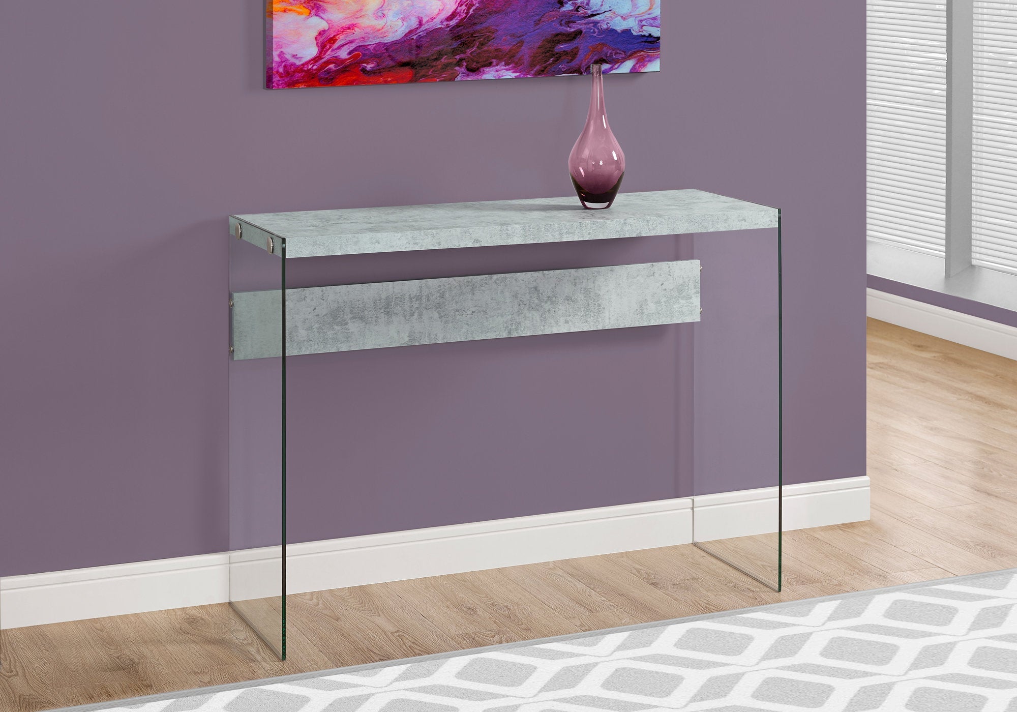 Monarch Specialties I 3232 Table D'appoint, Console, Entrée, Étroit, Sofa, Salon, Chambre À Coucher, Verre Trempé, Stratifié, Gris, Dégager, Contemporain, Moderne - Simple Boutique