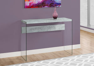 Monarch Specialties I 3232 Table D'appoint, Console, Entrée, Étroit, Sofa, Salon, Chambre À Coucher, Verre Trempé, Stratifié, Gris, Dégager, Contemporain, Moderne - Simple Boutique