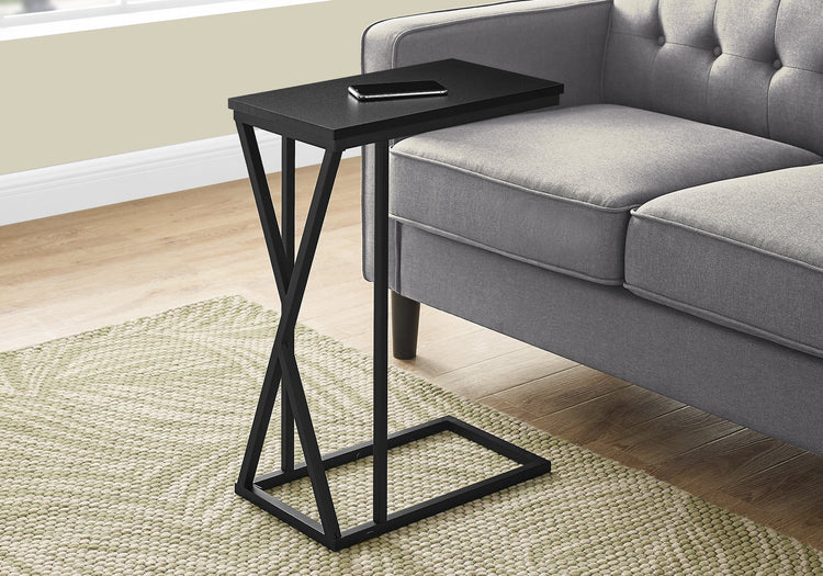 Monarch Specialties I 3247 Table D'appoint, En Forme De C, Bout, Côté, Collation, Salon, Chambre À Coucher, Métal, Stratifié, Noir, Contemporain, Moderne - Simple Boutique