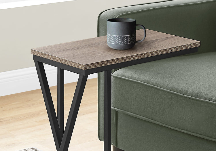 Monarch Specialties I 3249 Table D'appoint, En Forme De C, Bout, Côté, Collation, Salon, Chambre À Coucher, Métal, Stratifié, Brun, Noir, Contemporain, Moderne - Simple Boutique