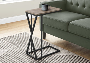 Monarch Specialties I 3249 Table D'appoint, En Forme De C, Bout, Côté, Collation, Salon, Chambre À Coucher, Métal, Stratifié, Brun, Noir, Contemporain, Moderne - Simple Boutique