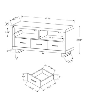 Monarch Specialties I 3250 Meuble Tv, 48 Pouces, Console, Centre De Divertissement Média, Unite De Rangement, Salon, Chambre À Coucher, Stratifié, Brun, Contemporain, Moderne - Simple Boutique