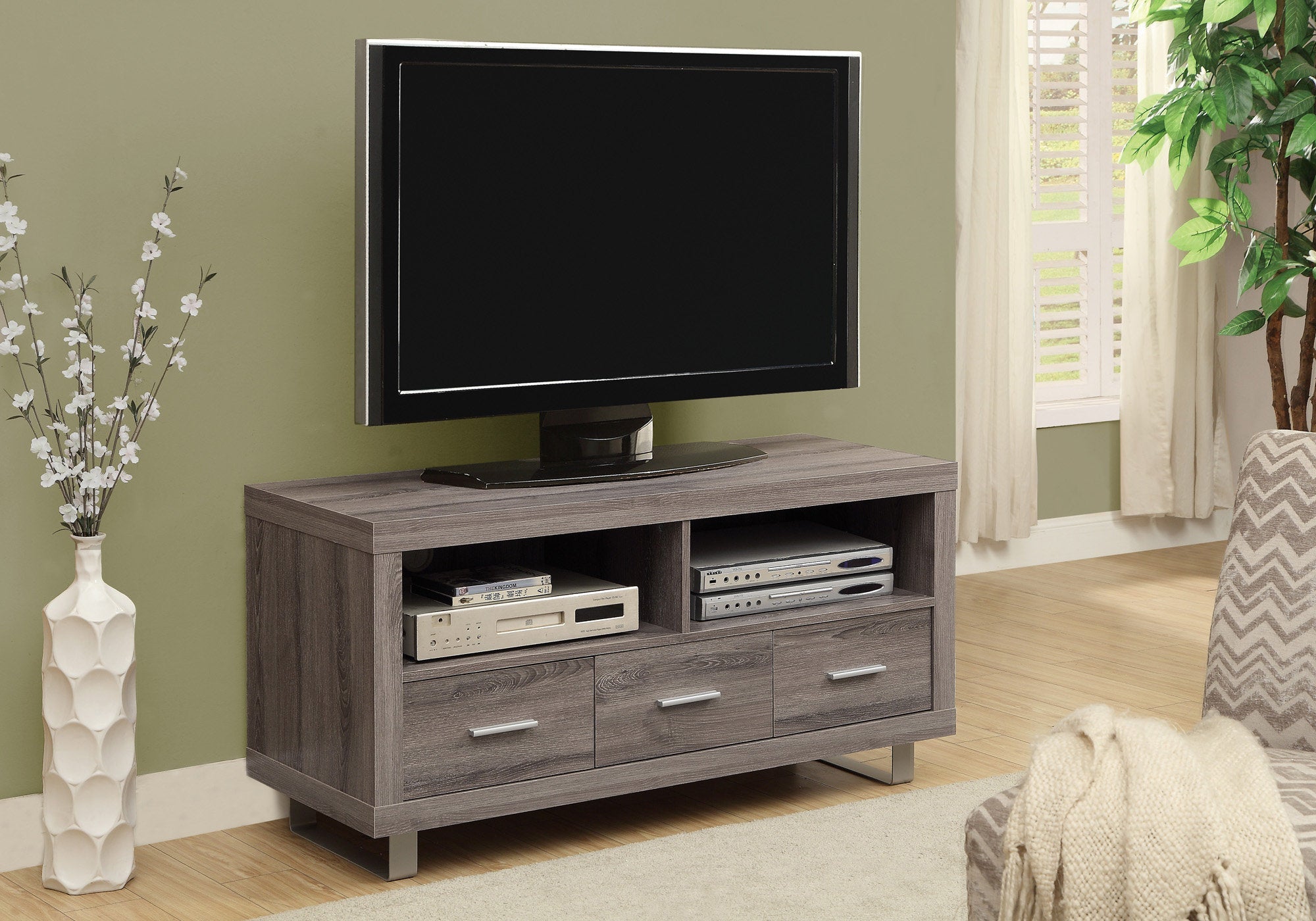 Monarch Specialties I 3250 Meuble Tv, 48 Pouces, Console, Centre De Divertissement Média, Unite De Rangement, Salon, Chambre À Coucher, Stratifié, Brun, Contemporain, Moderne - Simple Boutique