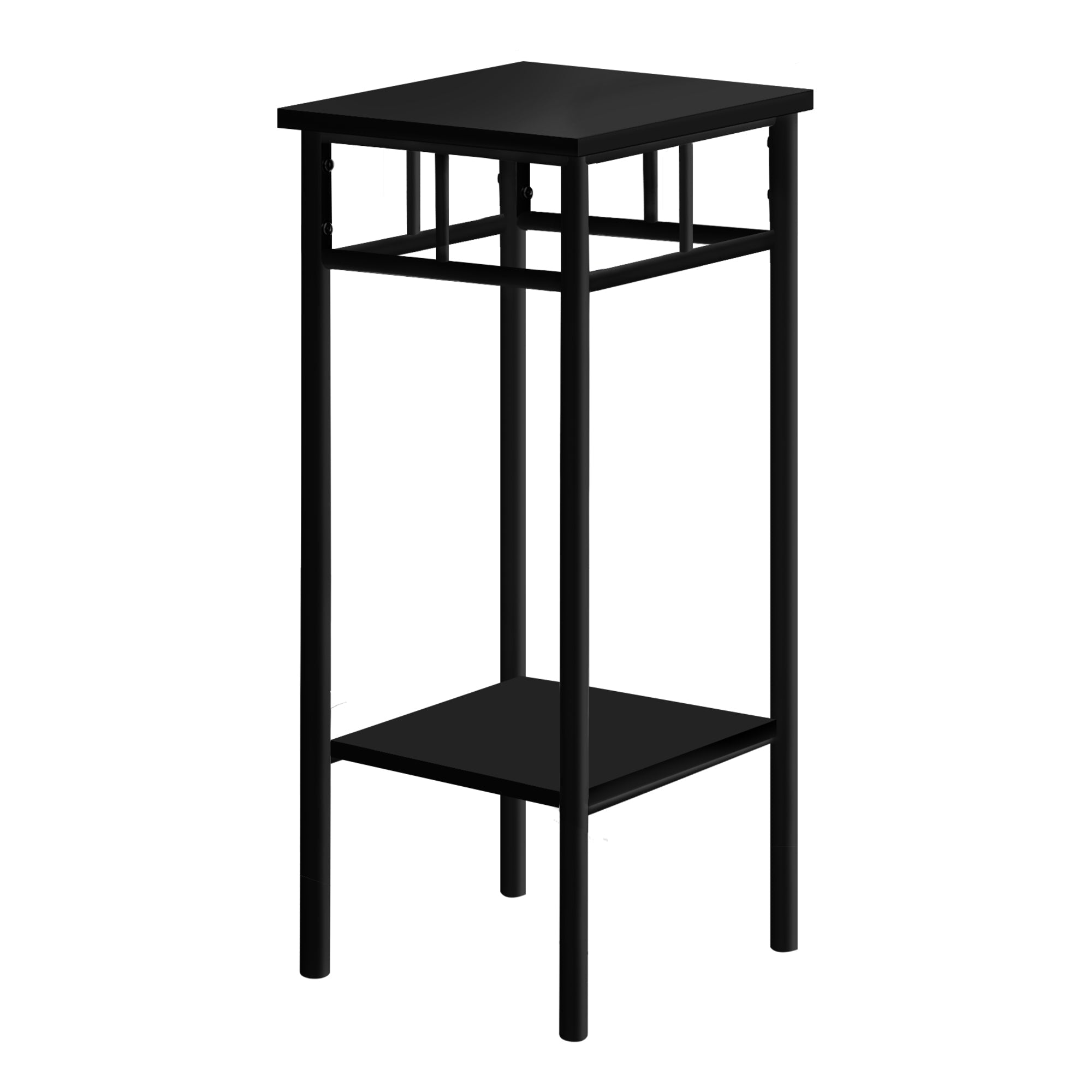 Monarch Specialties I 3278 Table D'appoint, Côté, Bout, Support Pour Plantes, Carré, Salon, Chambre À Coucher, Métal, Stratifié, Noir, Contemporain, Moderne - Simple Boutique