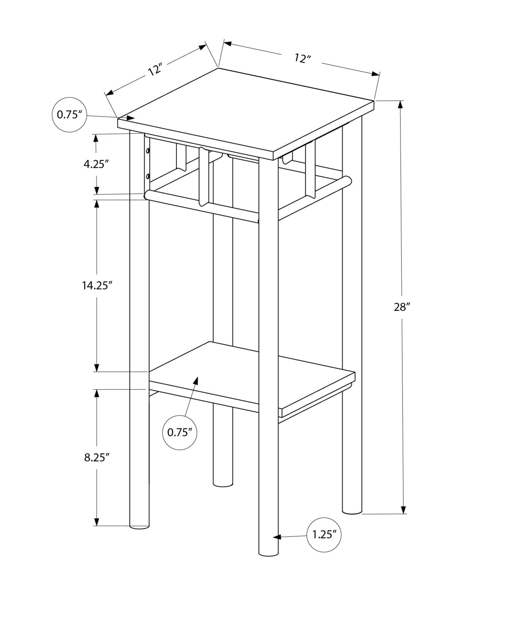 Monarch Specialties I 3279 Table D'appoint, Côté, Bout, Support Pour Plantes, Carré, Salon, Chambre À Coucher, Métal, Stratifié, Blanc, Contemporain, Moderne - Simple Boutique
