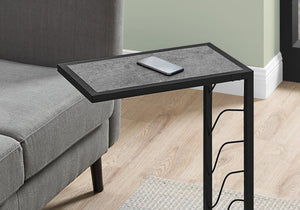 Monarch Specialties I 3301 Table D'appoint, En Forme De C, Bout, Côté, Collation, Salon, Chambre À Coucher, Métal, Stratifié, Gris, Noir, Contemporain, Moderne - Simple Boutique