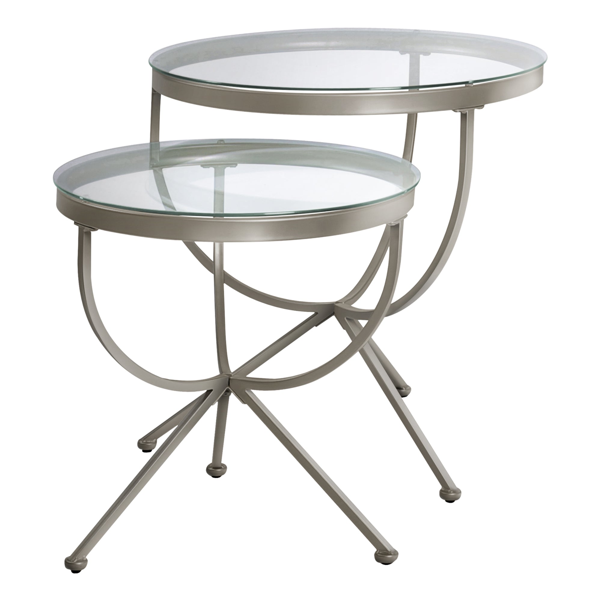 Monarch Specialties I 3322 Tables Gigognes, Lot De 2, Côté, Bout, Accent, Salon, Chambre À Coucher, Métal, Verre Trempé, Gris, Dégager, Contemporain, Moderne - Simple Boutique