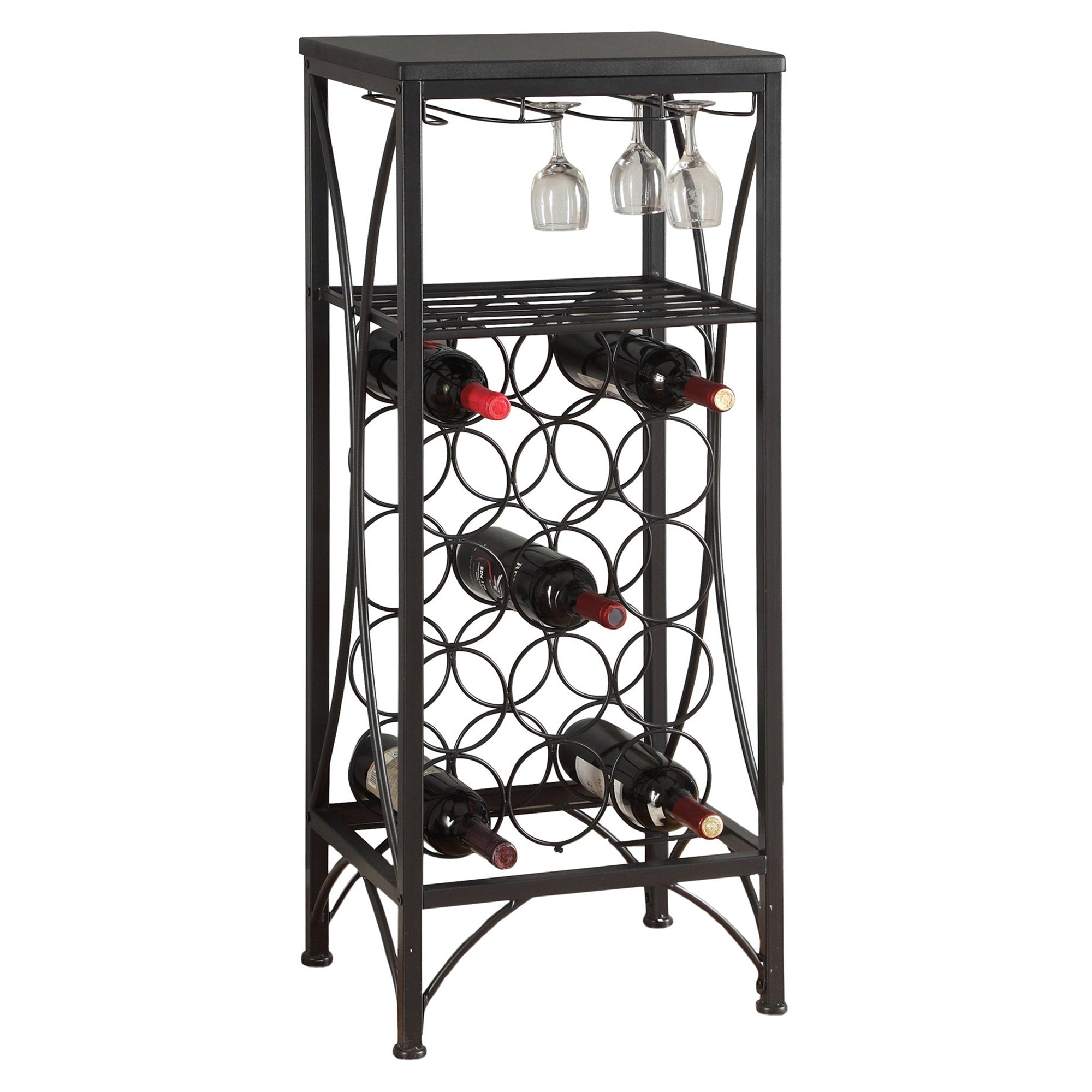 Monarch Specialties I 3347 Bar Maison, Support A Vin, Métal, Noir, Noir, Transitionnel - Simple Boutique