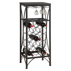 Monarch Specialties I 3347 Bar Maison, Support A Vin, Métal, Noir, Noir, Transitionnel - Simple Boutique
