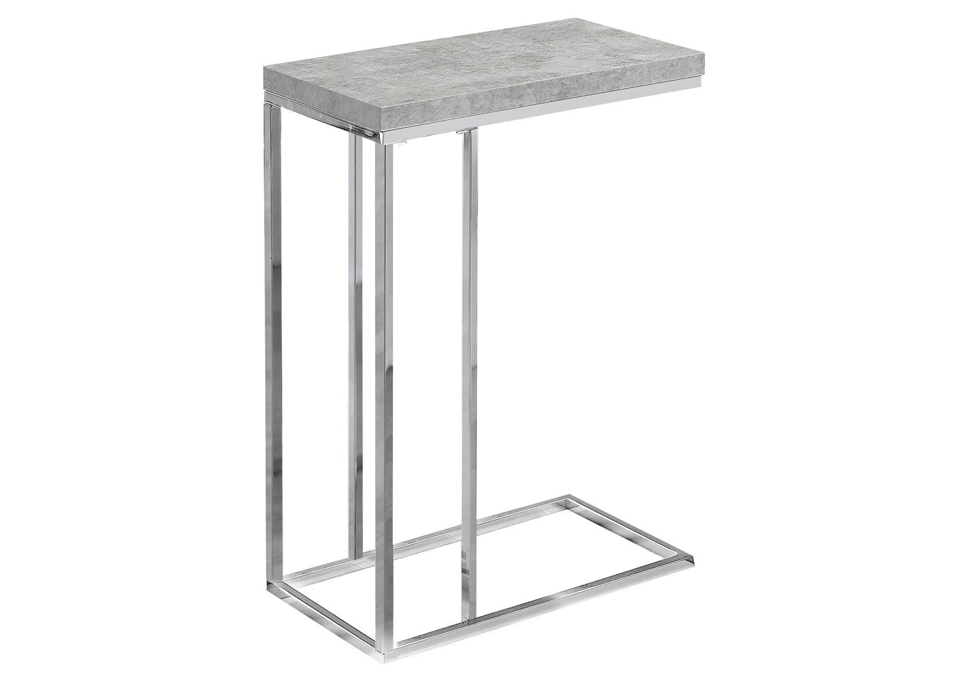 Monarch Specialties I 3372 Table D'appoint, En Forme De C, Bout, Côté, Collation, Salon, Chambre À Coucher, Métal, Stratifié, Gris, Chrome, Contemporain, Moderne - Simple Boutique