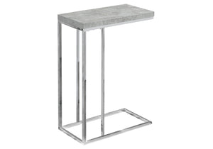 Monarch Specialties I 3372 Table D'appoint, En Forme De C, Bout, Côté, Collation, Salon, Chambre À Coucher, Métal, Stratifié, Gris, Chrome, Contemporain, Moderne - Simple Boutique