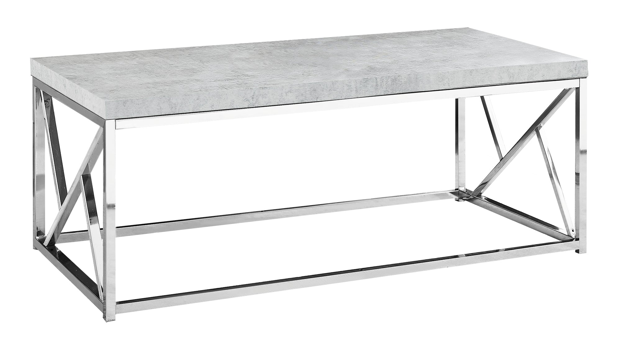 Monarch Specialties I 3375 Table A Café, Accent, Cocktail, Rectangulaire, Salon, 48"l, Métal, Stratifié, Gris, Chrome, Contemporain, Moderne - Simple Boutique